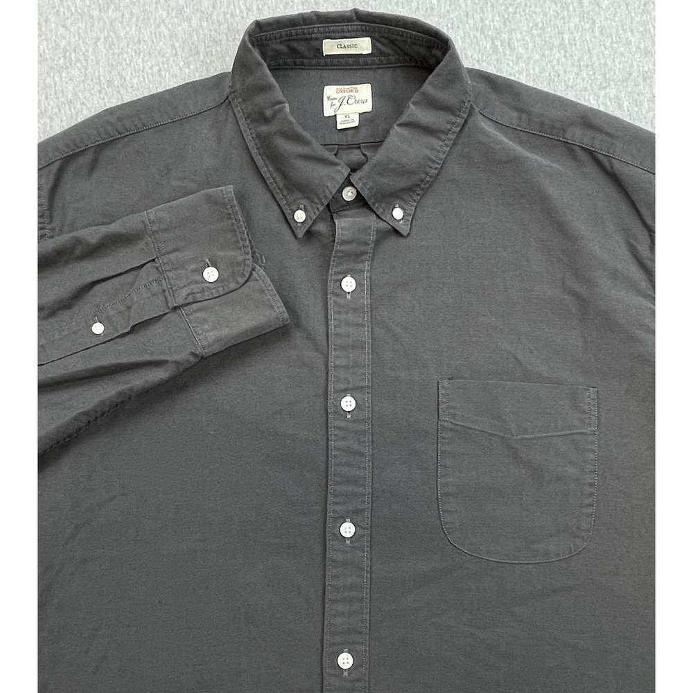 J Crew Shirt Mens XL Gray 100% Cotton Classic Fit Oxford OCBD